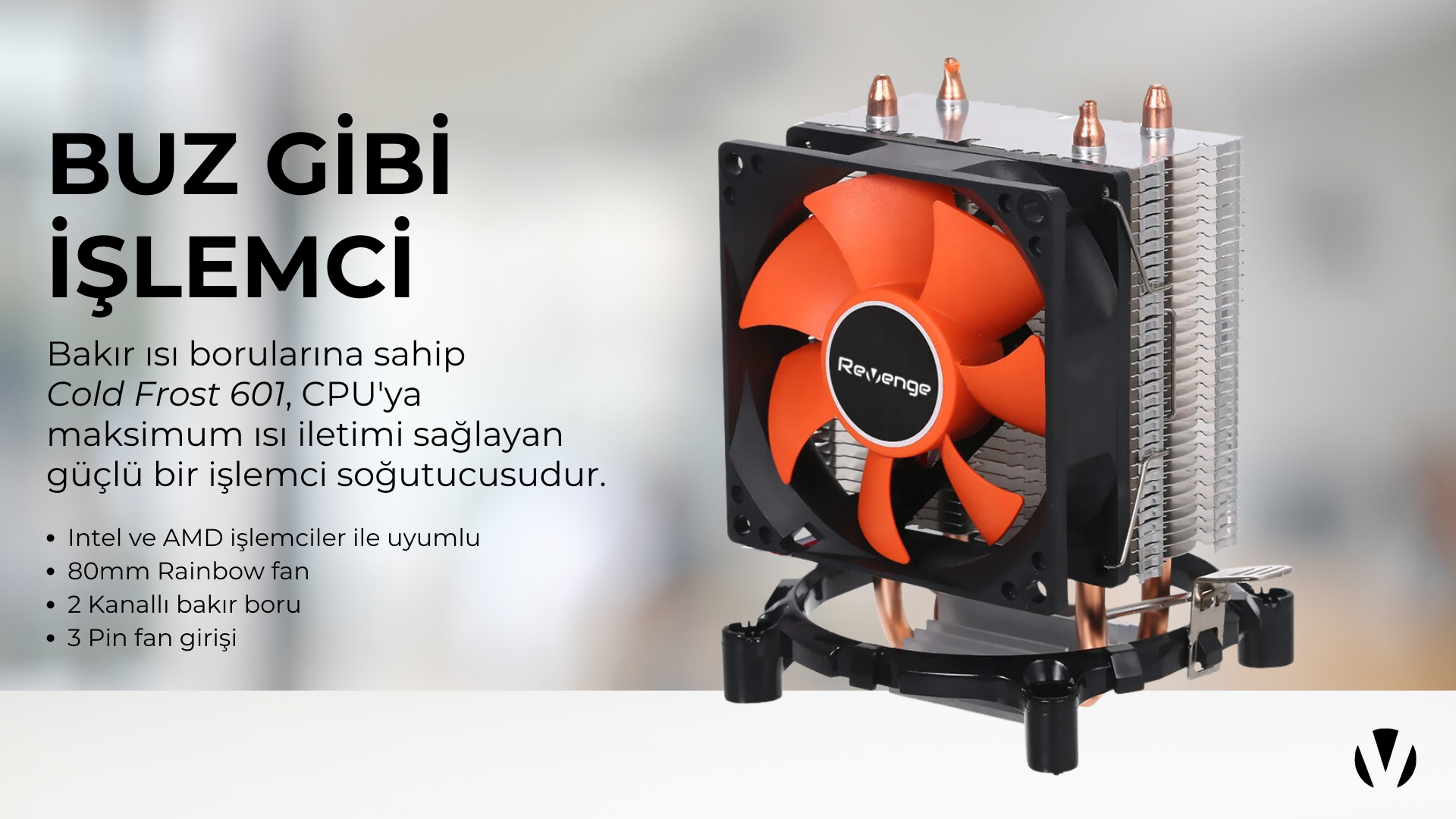 Cold Ice 65 Intel AMD Uyumlu Bakır Borulu Alüminyum Heatsinkli CPU