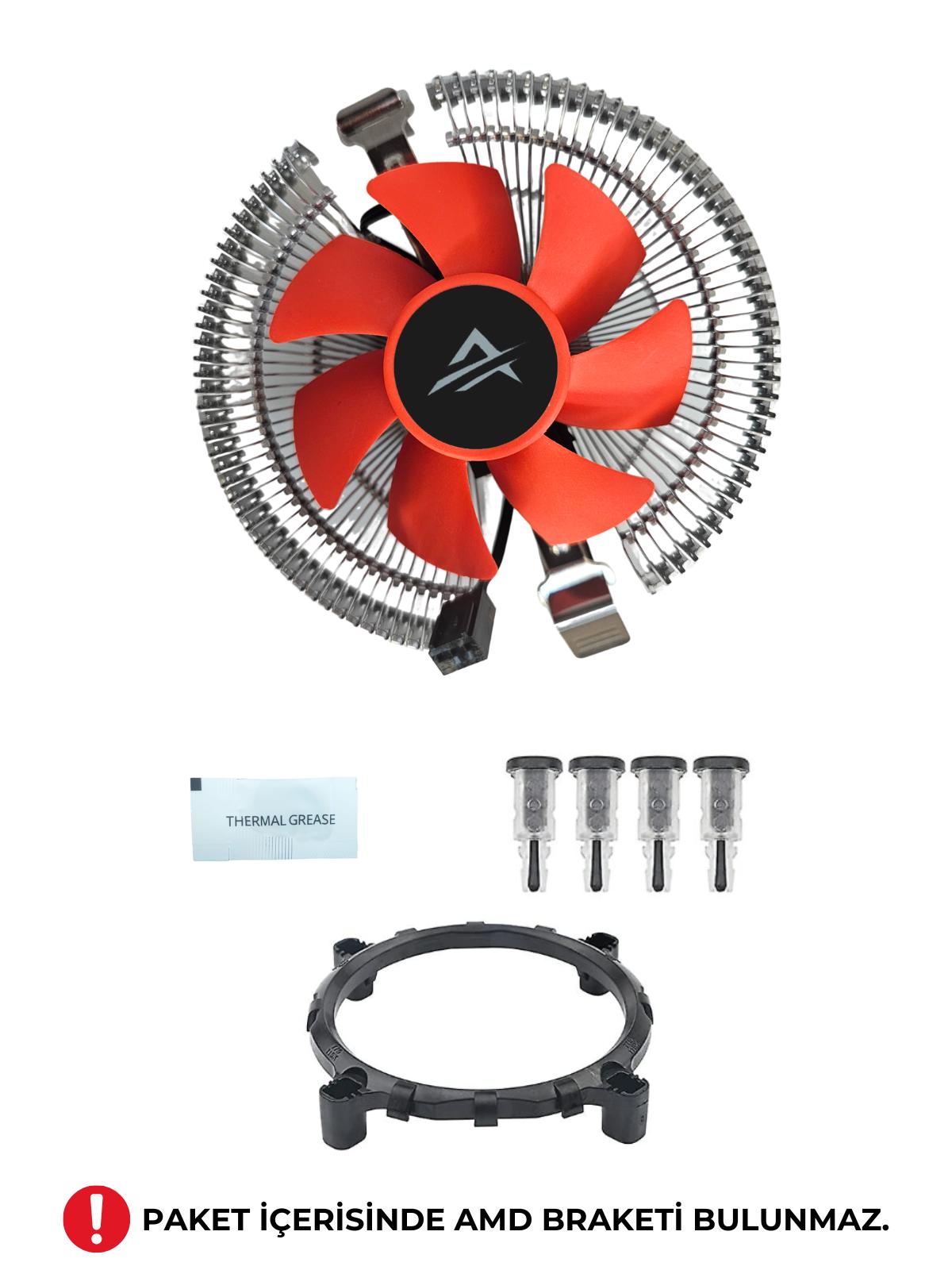 Ice 100 LGA Core2Duo İşlemci Fanı  3 Pinli Geçmeli 775 1155 1156 1150 1151 Geçmeli 7 Yapraklı CPU Fanı