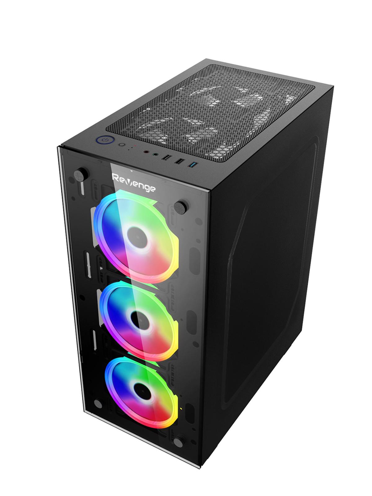 Revenge - Clear 3 Fanlı Temperli Cam Panel Gaming Oyuncu Kasası