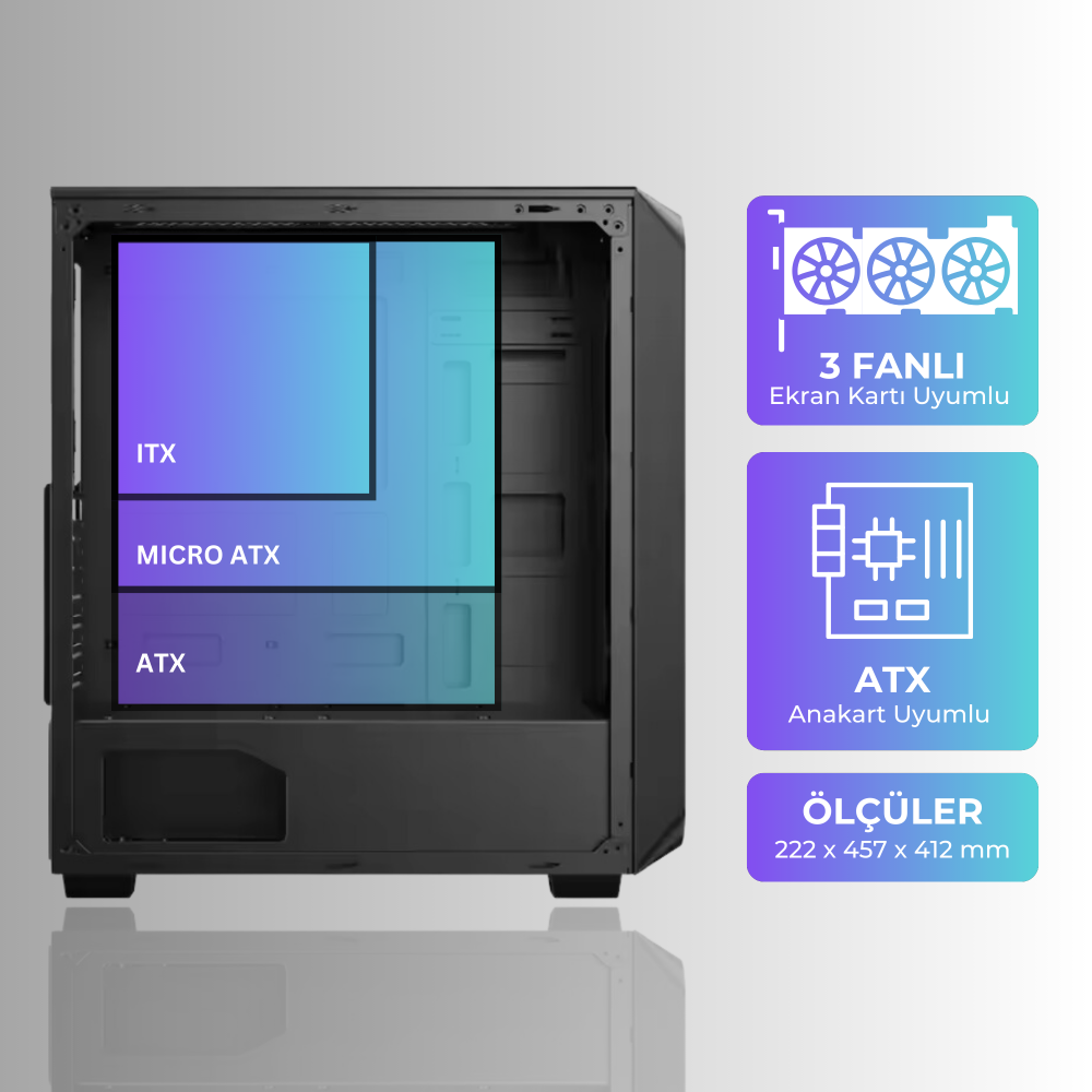 Colorful 1 Fanlı Atx Şeffaf Temperli Cam Rgb Gaming Bilgisayar Gaming Oyuncu Kasası