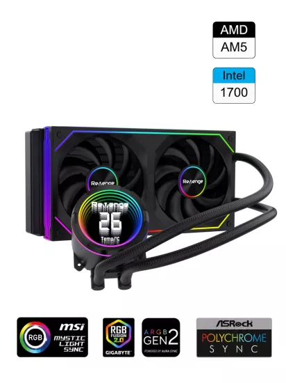 Hexcore 240 Intel / Amd Destekli Isı Dereceli Göstergeli Fan Argb Sıvı Soğutma Cpu Işlemci 240mm Sıvı Soğutma Sistemi