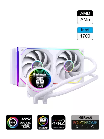 Hexcore 240 Intel / Amd Destekli Isı Dereceli Göstergeli Fan Argb Sıvı Soğutma Cpu Işlemci 240mm Sıvı Soğutma Sistemi