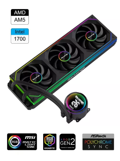 Hexcore 360mm Intel / Amd Destekli Isı Dereceli Göstergeli Fan Argb Sıvı Soğutma Cpu Işlemci 360mm Sıvı Soğutma Sistemi