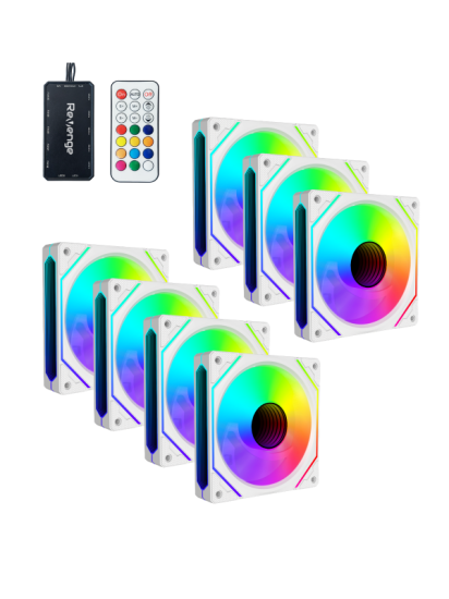 Infinity Hexagon 7in1 Beyaz Kumandalı 12cm RGB Fan Seti Fan Kontrolör Dahil 120mm 7li Kasa Fanı