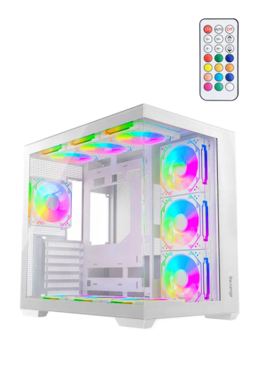 Beyaz Kumandalı Supernova 7 RGB Fanlı ATX Temperli Cam Panel Akvaryum Gaming Bilgisayar Kasası