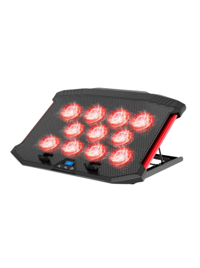 X100R Kırmızı Ledli 11 Fanlı Laptop Soğutucu 8 Ayarlanabilir Yükseklikli Notebook Dizüstü Standı