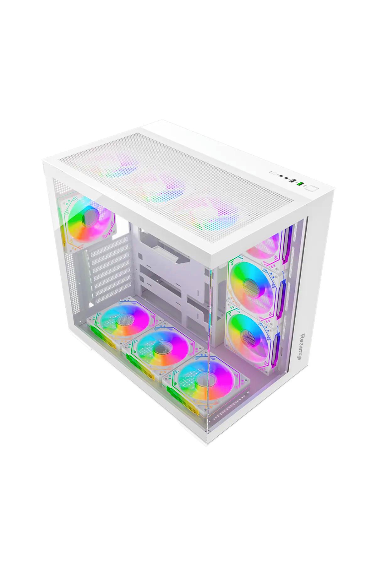 Beyaz Kumandalı Supernova 7 RGB Fanlı ATX Temperli Cam Panel Akvaryum Gaming Bilgisayar Kasası