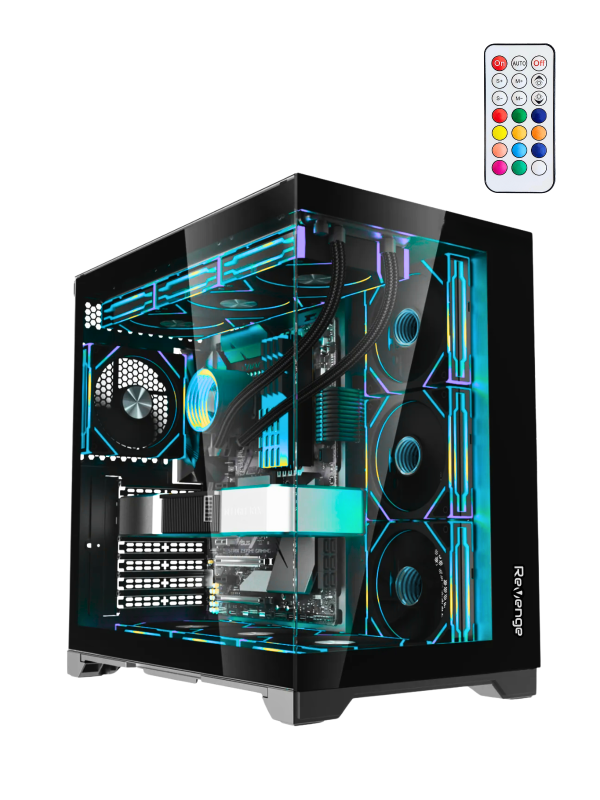 Supernova Kumandalı 7 RGB Fanlı ATX Temperli Cam Panel Akvaryum Gaming Bilgisayar Kasası