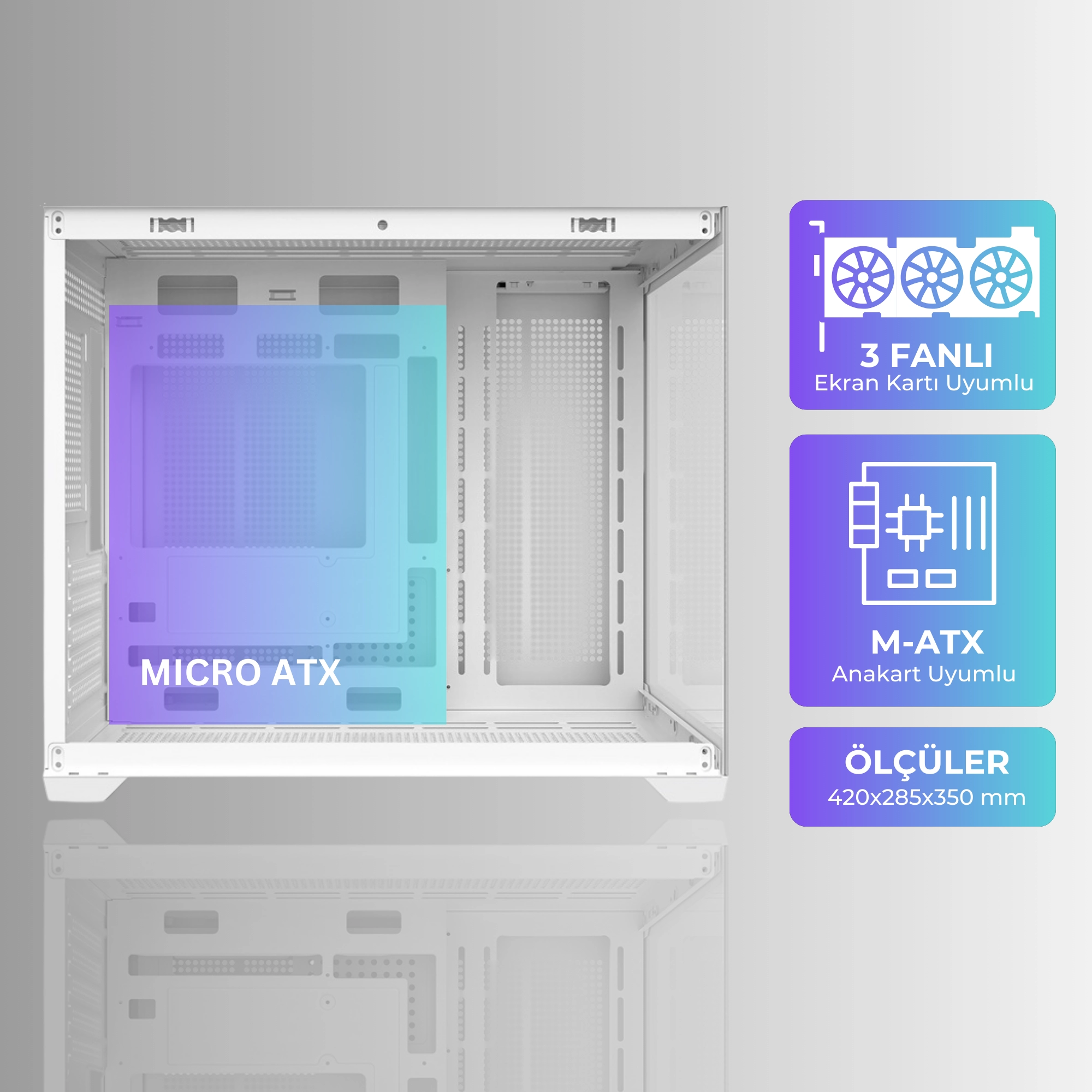 Terranova Kumandalı 6 RGB Fanlı Midi Tower Cam Panel Gaming Oyuncu Bilgisayar Kasası